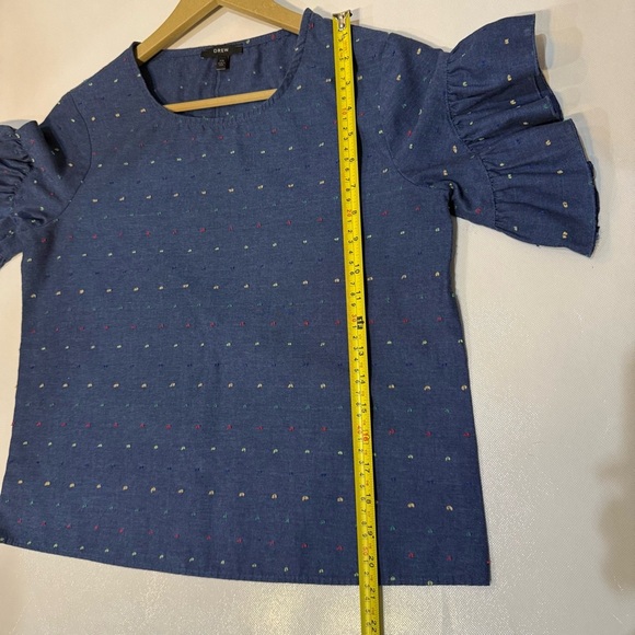 DREW Navy Blue And Multicolored Polkadot Ruffle Sleeve Top in size XS - Picture 6 of 7